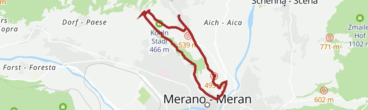 Route map: Escursione sulla Passeggiata Tappeiner